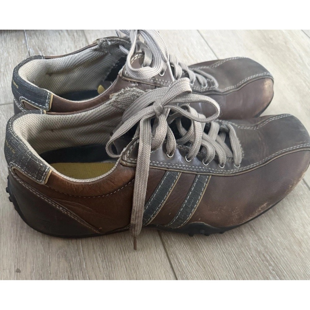Skechers Men's 8.5 4400 Brown Vintage Y2K Leather Casual Lace Up Shoes Sneakers